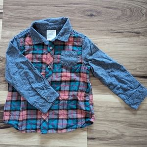 First Impressions Baby Size 24M Flannel Button Up Long Sleeve Plaid Collar Shirt